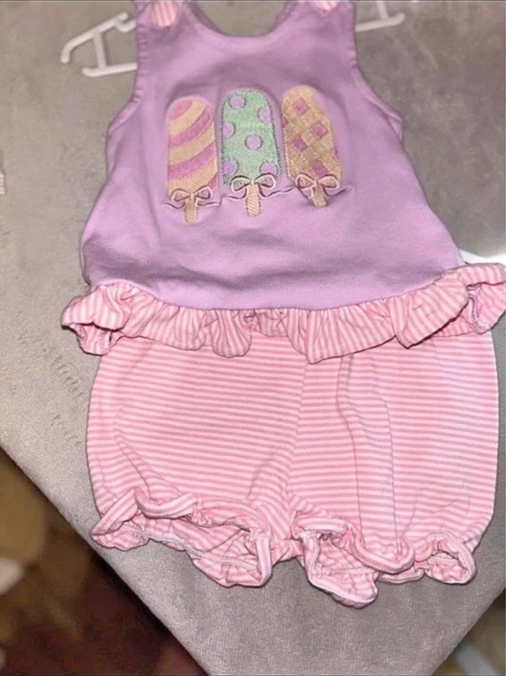 Millie Jay Baby Romper Striped Pink Purple Size 6M Like New